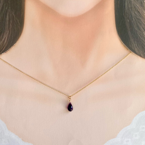 14kgf 宝石質 アメジストのネックレス 2月誕生石 紫水晶