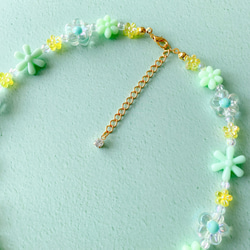 little princess＊ yellow green flower キッズイヤリング キッズ ネックレス セット 5枚目の画像