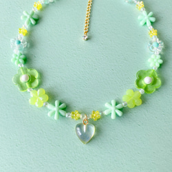 little princess＊ yellow green flower キッズイヤリング キッズ ネックレス セット 4枚目の画像