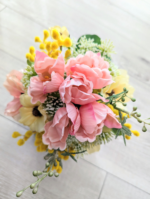 春色Petit Bouquet～ミモザ×チューリップ×ラナンキュラスラックス アンブリ缶セット ギフト お祝い 母の日 6枚目の画像