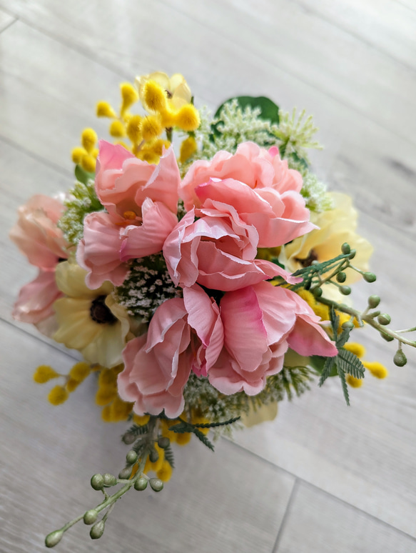春色Petit Bouquet～ミモザ×チューリップ×ラナンキュラスラックス アンブリ缶セット ギフト お祝い 母の日 11枚目の画像