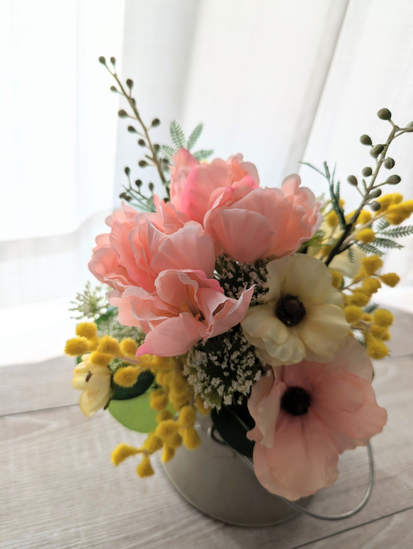 春色Petit Bouquet～ミモザ×チューリップ×ラナンキュラスラックス アンブリ缶セット ギフト お祝い 母の日 13枚目の画像