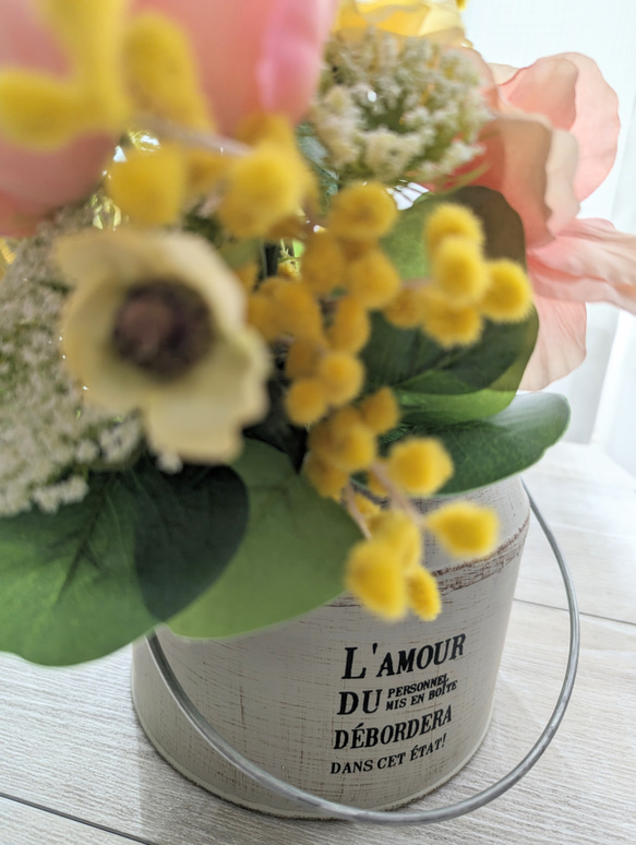 春色Petit Bouquet～ミモザ×チューリップ×ラナンキュラスラックス アンブリ缶セット ギフト お祝い 母の日 14枚目の画像
