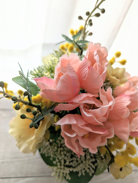 春色Petit Bouquet～ミモザ×チューリップ×ラナンキュラスラックス アンブリ缶セット ギフト お祝い 母の日 12枚目の画像