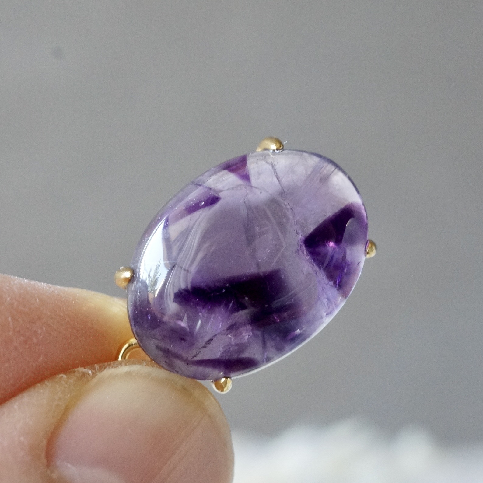 【送料無料】再販　2月誕生石　再販　トラピッチェアメジスト　ペンダントトップ　18kgp　シルバー925　18x13mm