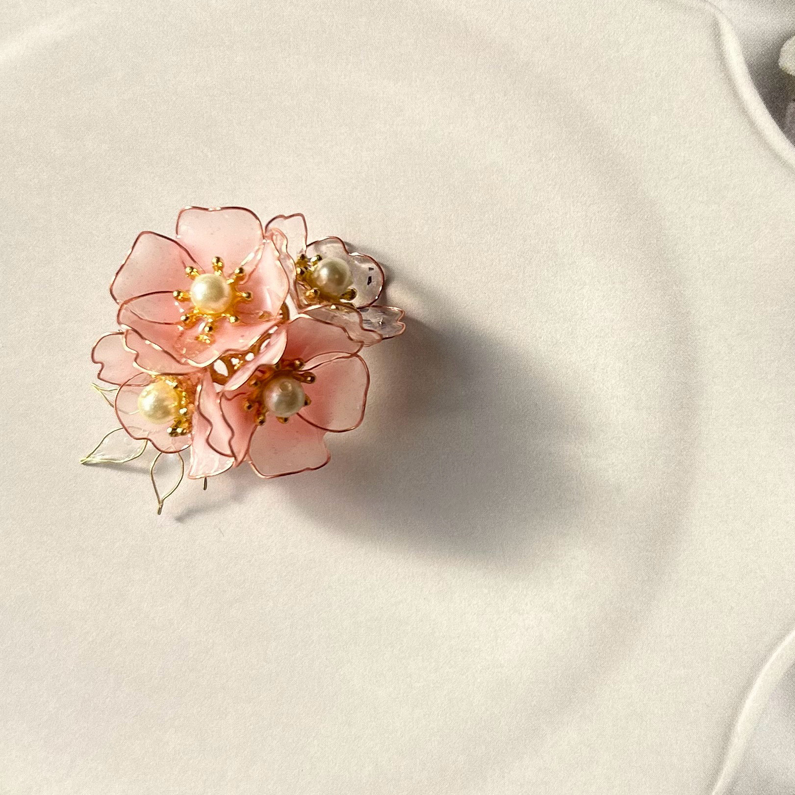新作2026 ほんのりピンクの桜の帯留め・ブローチ（2way） ポニーフック　大人フォーマル2026
