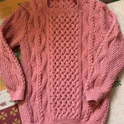 ピンクかご編みセーター 1枚目の画像