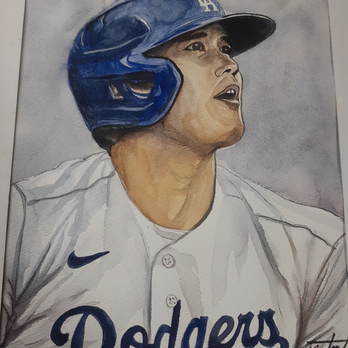 水彩画 ドジャース 大谷翔平 絵画 makochin 通販 17263921