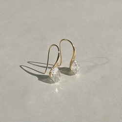 【冬季熱門耳環】赫基默鑽石水滴耳環 / 金屬配件，可選不銹鋼和銀色 第2張的照片