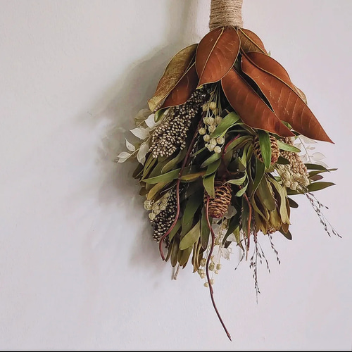 45cm×25cm Dried flowers swag / リューカデンドロン スワッグ ethan