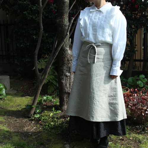 くったりリネンのスカートエプロン 腰巻エプロン ずっと使える カフェ