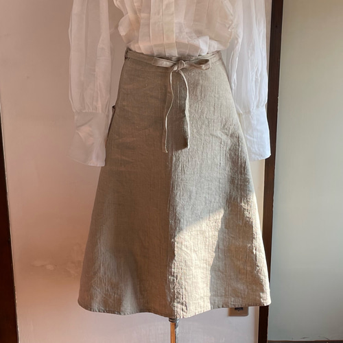 くったりリネンのスカートエプロン 腰巻エプロン ずっと使える カフェ