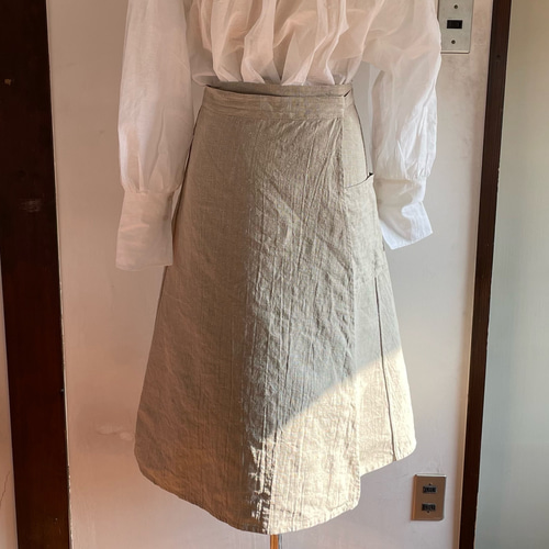 くったりリネンのスカートエプロン 腰巻エプロン ずっと使える カフェ