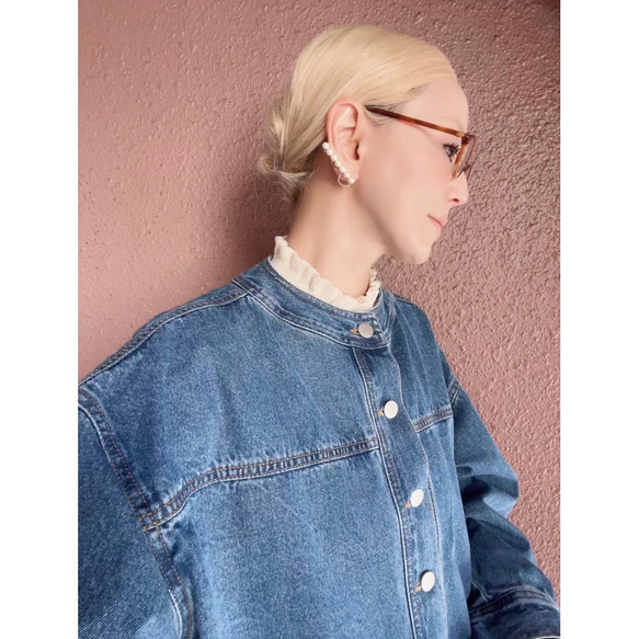 選擇你的長度❣️穿上它，你就會擁有時尚精緻的輪廓❤️寬鬆的牛仔夾克❤️成人女孩❤️淺藍色 第11張的照片