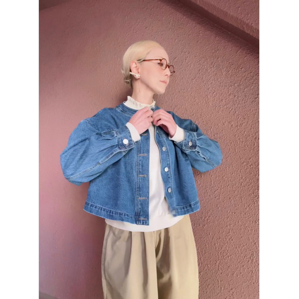 選擇你的長度❣️穿上它，你就會擁有時尚精緻的輪廓❤️寬鬆的牛仔夾克❤️成人女孩❤️淺藍色 第13張的照片