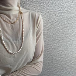 ーlong pearl  chain necklaceー　サージカルステンレス　チェーンネックレス　ロングネックレス 13枚目の画像