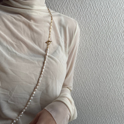 ーlong pearl  chain necklaceー　サージカルステンレス　チェーンネックレス　ロングネックレス 12枚目の画像