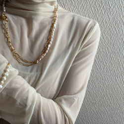 ーlong pearl  chain necklaceー　サージカルステンレス　チェーンネックレス　ロングネックレス 11枚目の画像