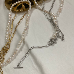 ーlong pearl  chain necklaceー　サージカルステンレス　チェーンネックレス　ロングネックレス 4枚目の画像
