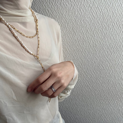 ーlong pearl  chain necklaceー　サージカルステンレス　チェーンネックレス　ロングネックレス 7枚目の画像