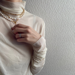 ーlong pearl  chain necklaceー　サージカルステンレス　チェーンネックレス　ロングネックレス 10枚目の画像