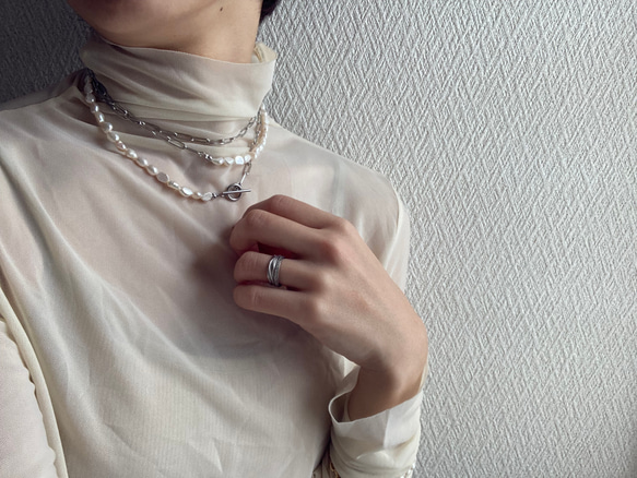 ーlong pearl  chain necklaceー　サージカルステンレス　チェーンネックレス　ロングネックレス 20枚目の画像