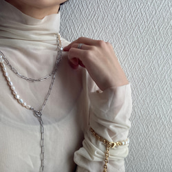 ーlong pearl  chain necklaceー　サージカルステンレス　チェーンネックレス　ロングネックレス 15枚目の画像