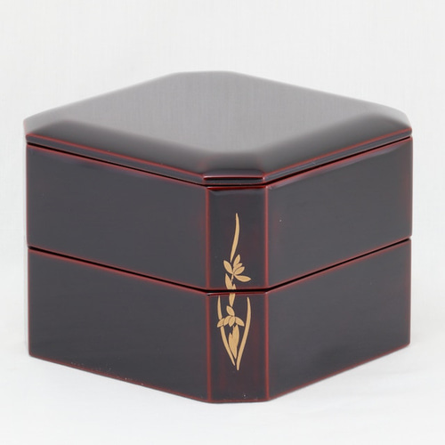 伝統工芸 輪島塗 小二段重「溜塗～四君子蒔絵」 【101】 弁当箱