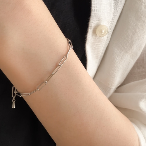 つけっぱなしOK 長さ調節自由 シルバーチェーン ブレスレット