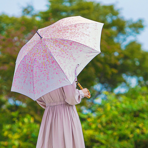 花咲く傘】しだれ桜 チェリーピンク【Hanayukiオリジナルアート】撥水