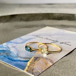 silver925リング　『夏と秋のブルー』　セット　アクアマリンとインディゴブルーカイヤナイト 4枚目の画像