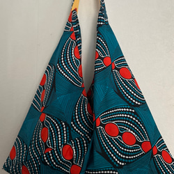 アフリカン 三角袋　袈裟バッグ　エコバッグ 2枚目の画像