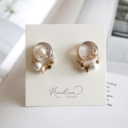 ベージュ×パールの大人上品ピアス／イヤリング ピアス（スタッド・一粒 