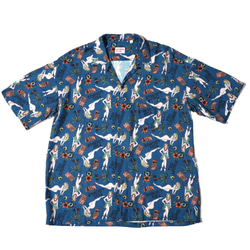 TIKI LOUNGE アロハシャツ ROYALBLUE ALOHA SHIRT GUMMY 沖縄　かりゆし 5枚目の画像