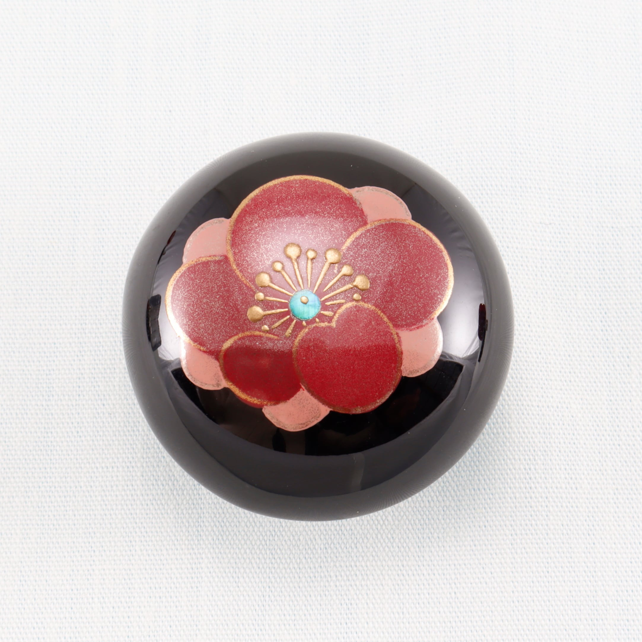 伝統工芸　輪島塗　アクセサリー「黒塗～梅蒔絵」　【151】
