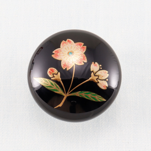 伝統工芸 輪島塗 ピンアクセサリー「黒塗～桜蒔絵」 【155-1】 その他