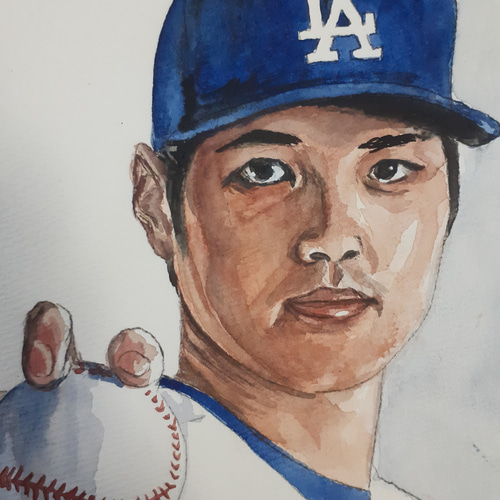 水彩画 頑張れ！ 大谷翔平 絵画 makochin 通販 17265440｜Creema
