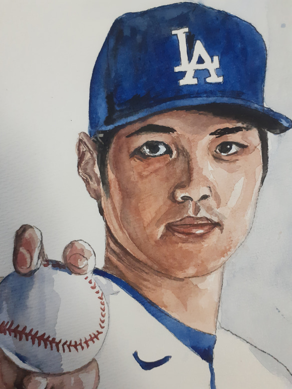 水彩画 大谷 エビ 赤 その他
