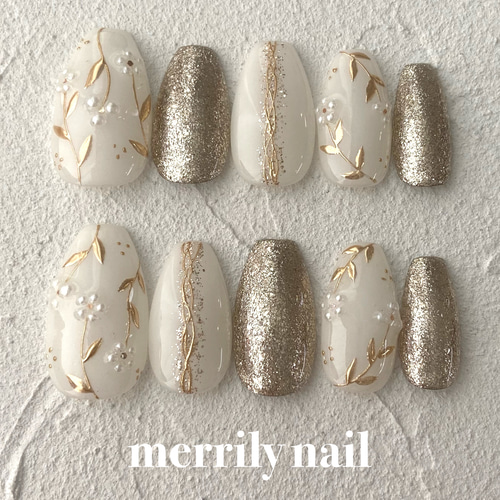 No.183 キラキラオーロラシェルのべっ甲ネイル / ジェルネイル ネイル  