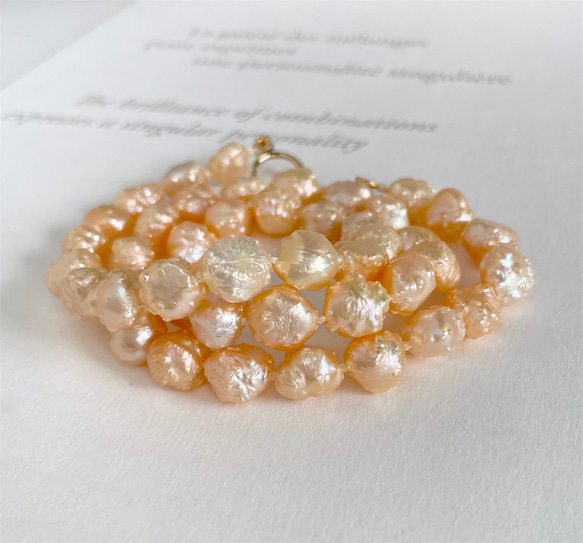 可愛橙色淡水巴洛克珍珠項鍊 (14kgf) 僅 1 件 第16張的照片