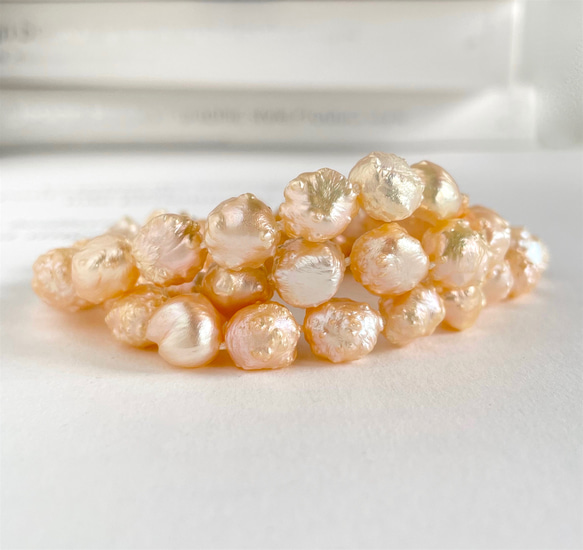 可愛橙色淡水巴洛克珍珠項鍊 (14kgf) 僅 1 件 第6張的照片