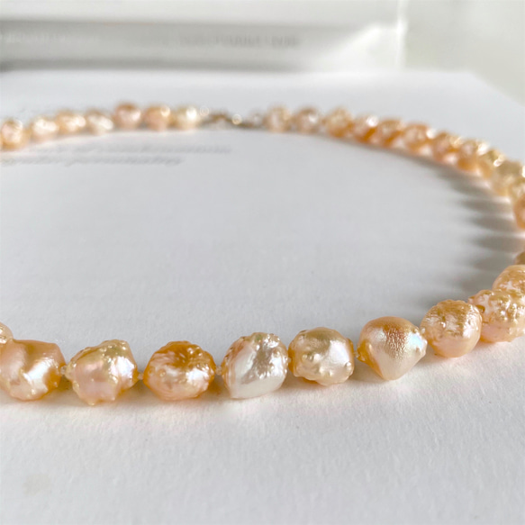 可愛橙色淡水巴洛克珍珠項鍊 (14kgf) 僅 1 件 第2張的照片