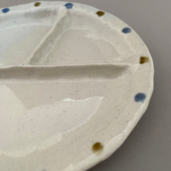 ドット文楕円皿(青・茶)  陶磁器　手作り　手捻り　中皿 10枚目の画像