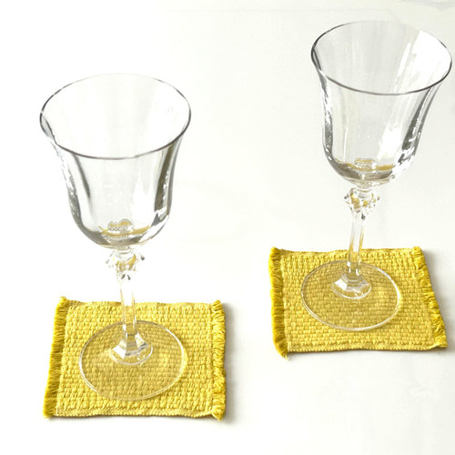 さわやかな レモングラス染めのコースター 5枚セット その他インテリア