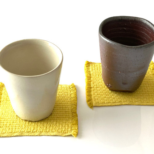 さわやかな レモングラス染めのコースター 5枚セット その他インテリア