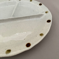ドット文楕円皿(茶・焦げ茶)  陶磁器　手作り　手捻り　中皿 10枚目の画像