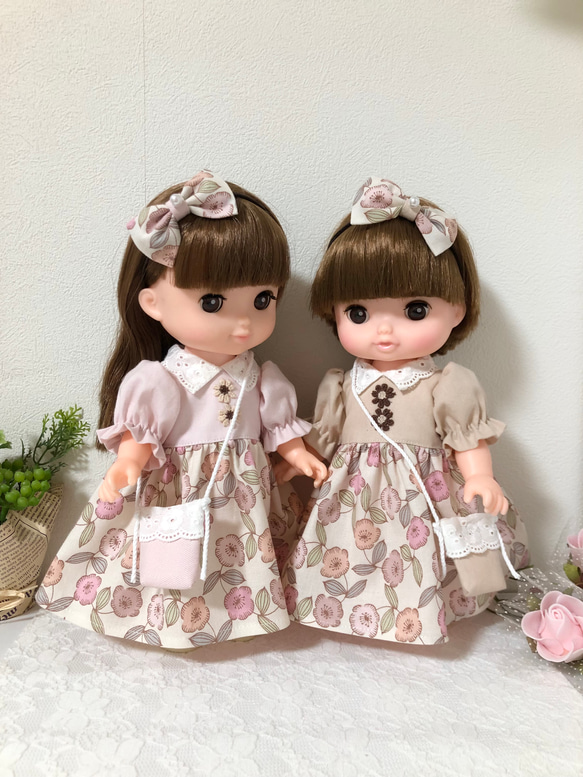 フラワーワンピース３点セット☆ピンク　＊26cmドール服  ソランちゃん服　レミンちゃん服　コルネちゃん服 8枚目の画像