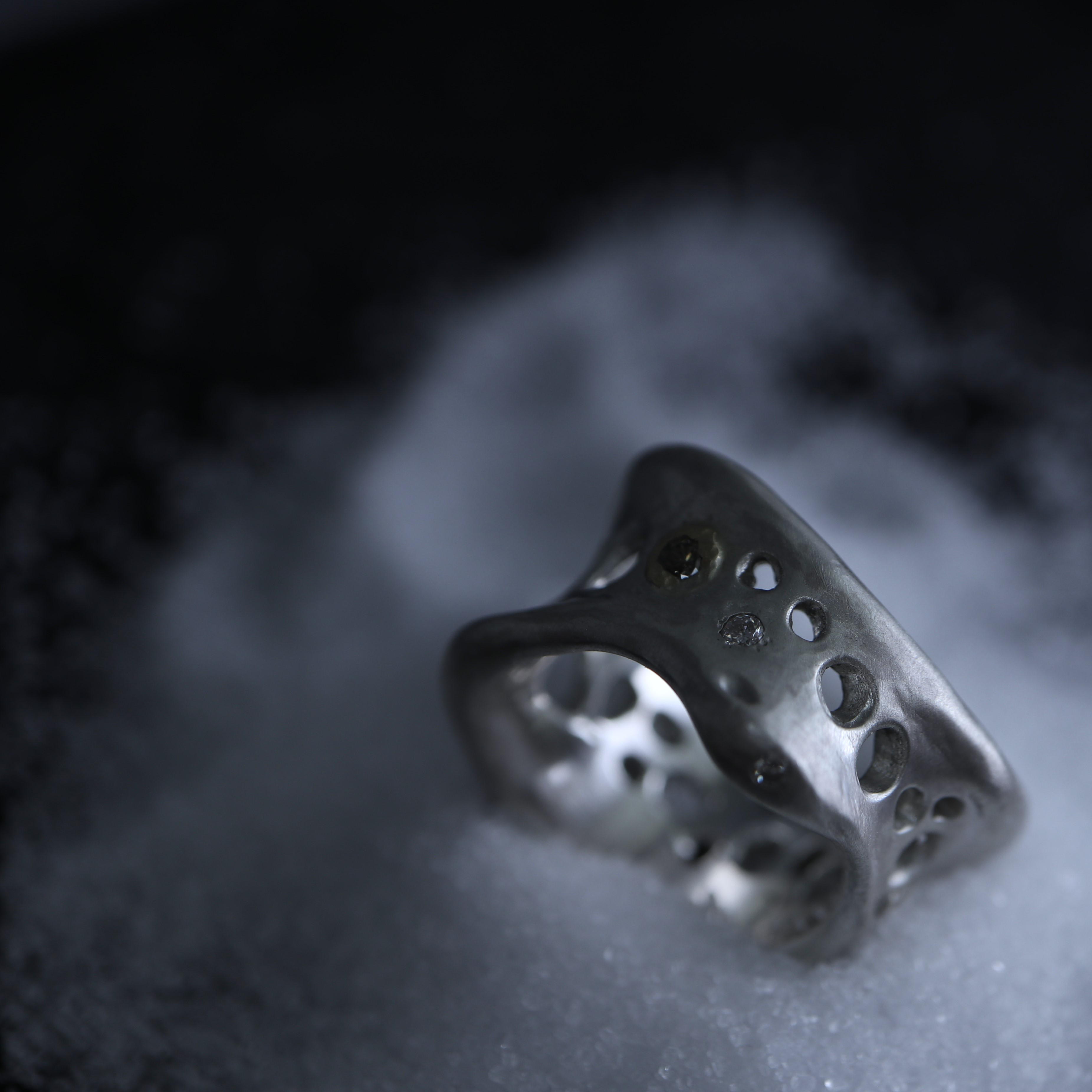 【-minamo- 水面】リング　SV925　 K18YG　 ダイヤモンド　 ロンドンブルートパーズ　1点もの　003