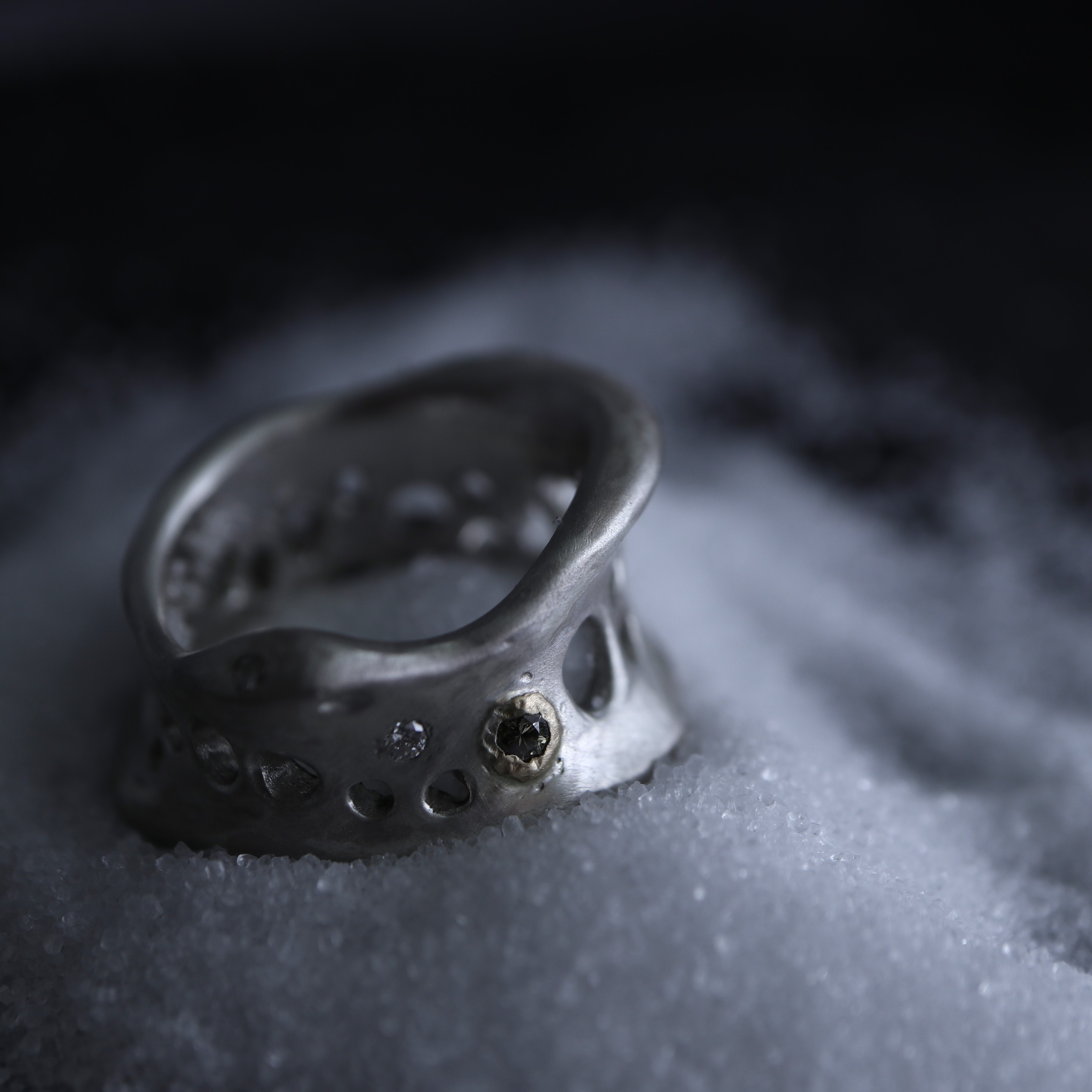 【-minamo- 水面】リング　SV925　 K18YG　 ダイヤモンド　 ロンドンブルートパーズ　1点もの　003