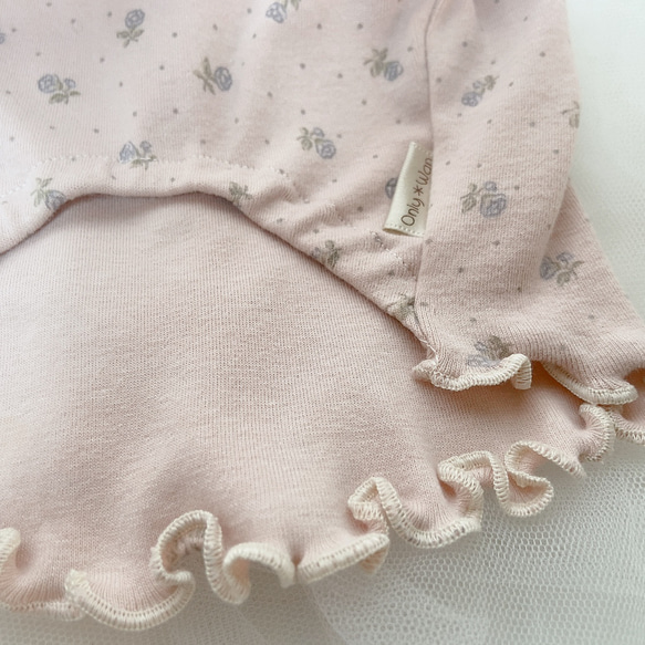 ほんのり花柄くすみピンク＊3S〜L＊犬服ハンドメイド＊長袖可 3枚目の画像